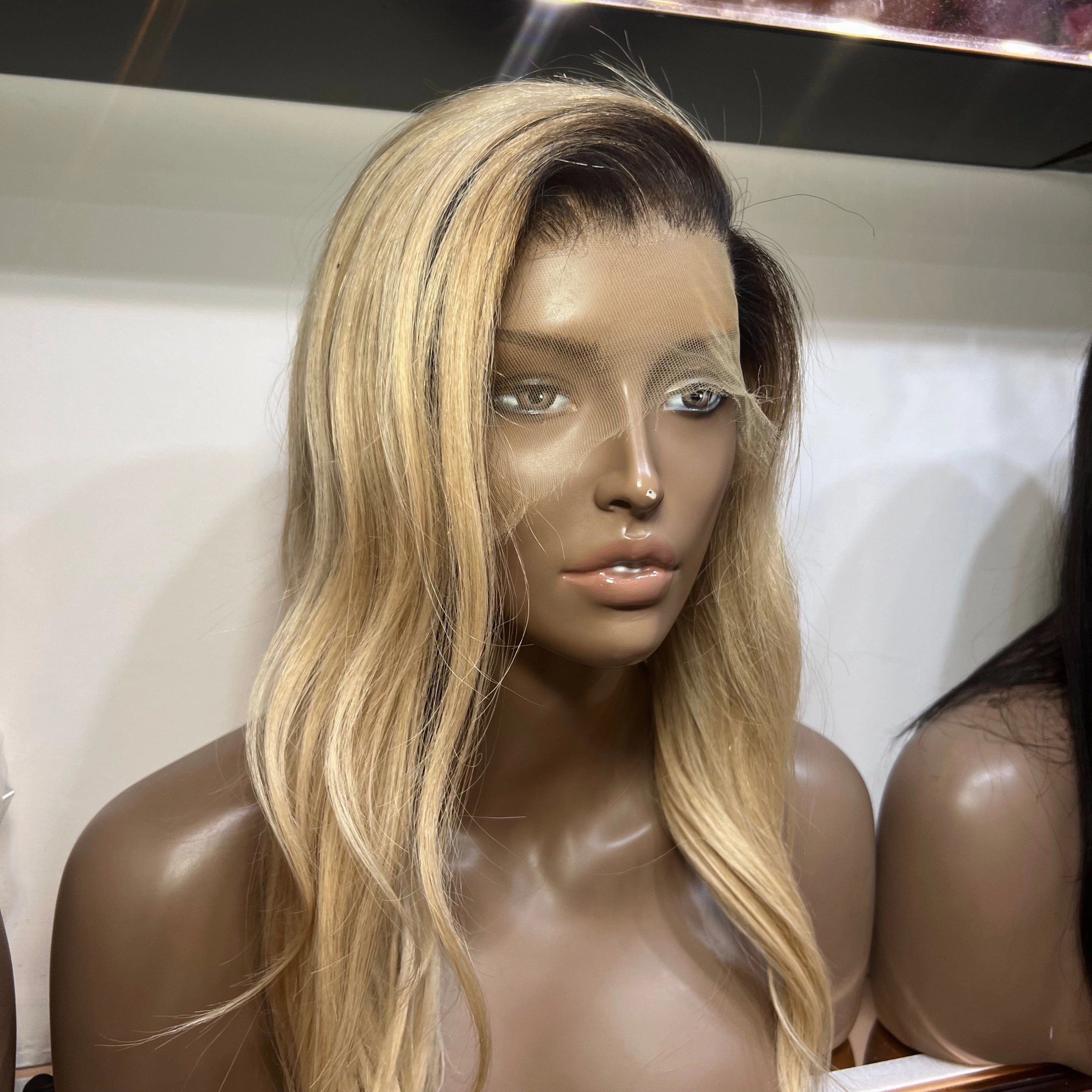 16" inches Colour #24 with Medium Brown Roots Straight Full Lace Wig (£120 off) - The YASMIN