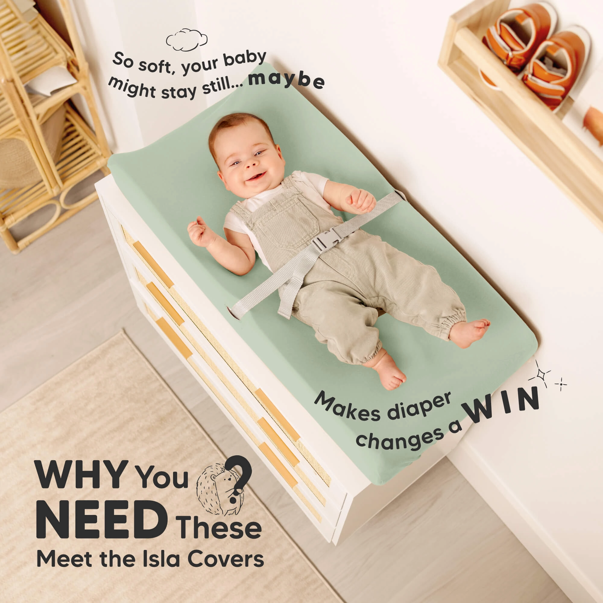 2-Pack Isla Changing Pad Covers (Sage)