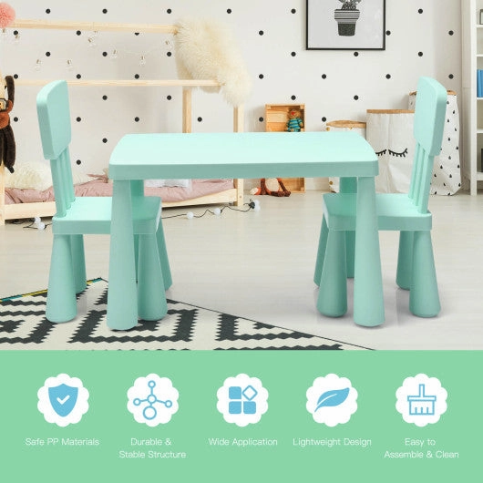 3 Pieces Toddler Multi Activity Play Dining Study Kids Table and Chair Set-Green