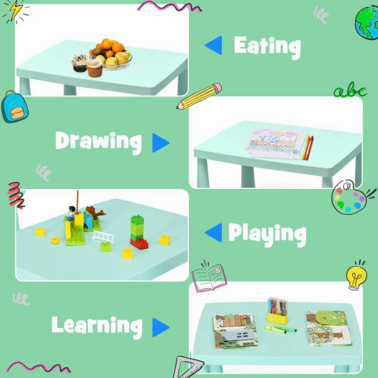 3 Pieces Toddler Multi Activity Play Dining Study Kids Table and Chair Set-Green