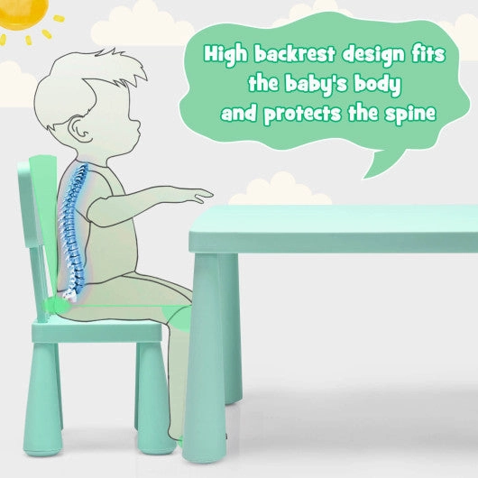 3 Pieces Toddler Multi Activity Play Dining Study Kids Table and Chair Set-Green