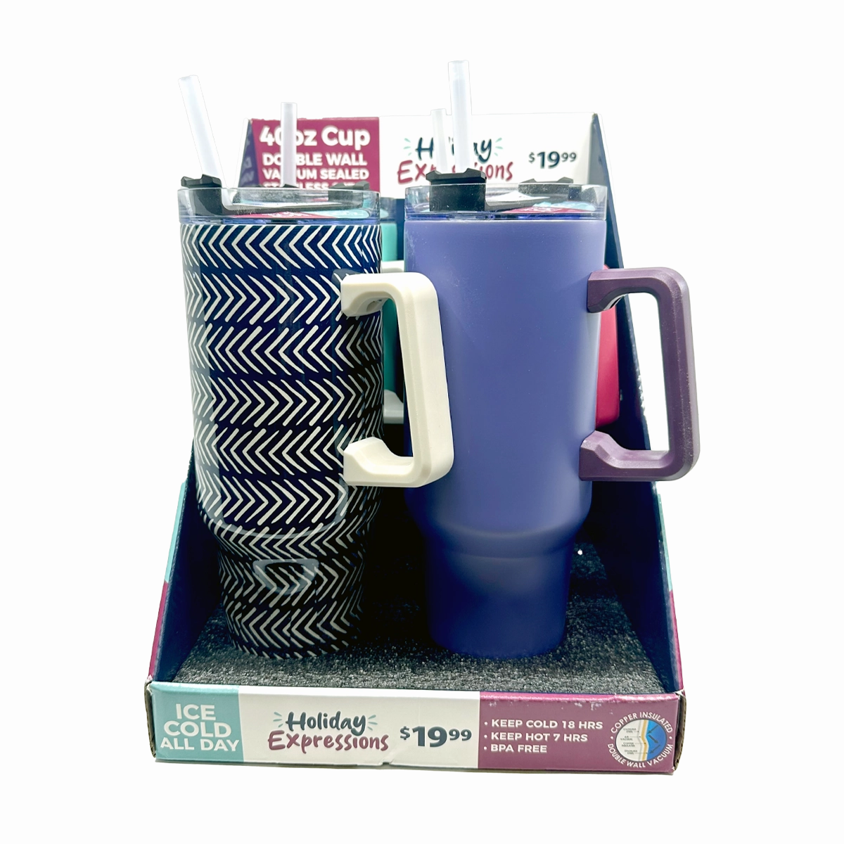 40 oz Stainless-Steel Insulated Seasonal Cups - 12 Pieces Per Retail Ready Display 88572