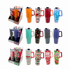 40 oz Stainless-Steel Insulated Seasonal Cups - 12 Pieces Per Retail Ready Display 88572