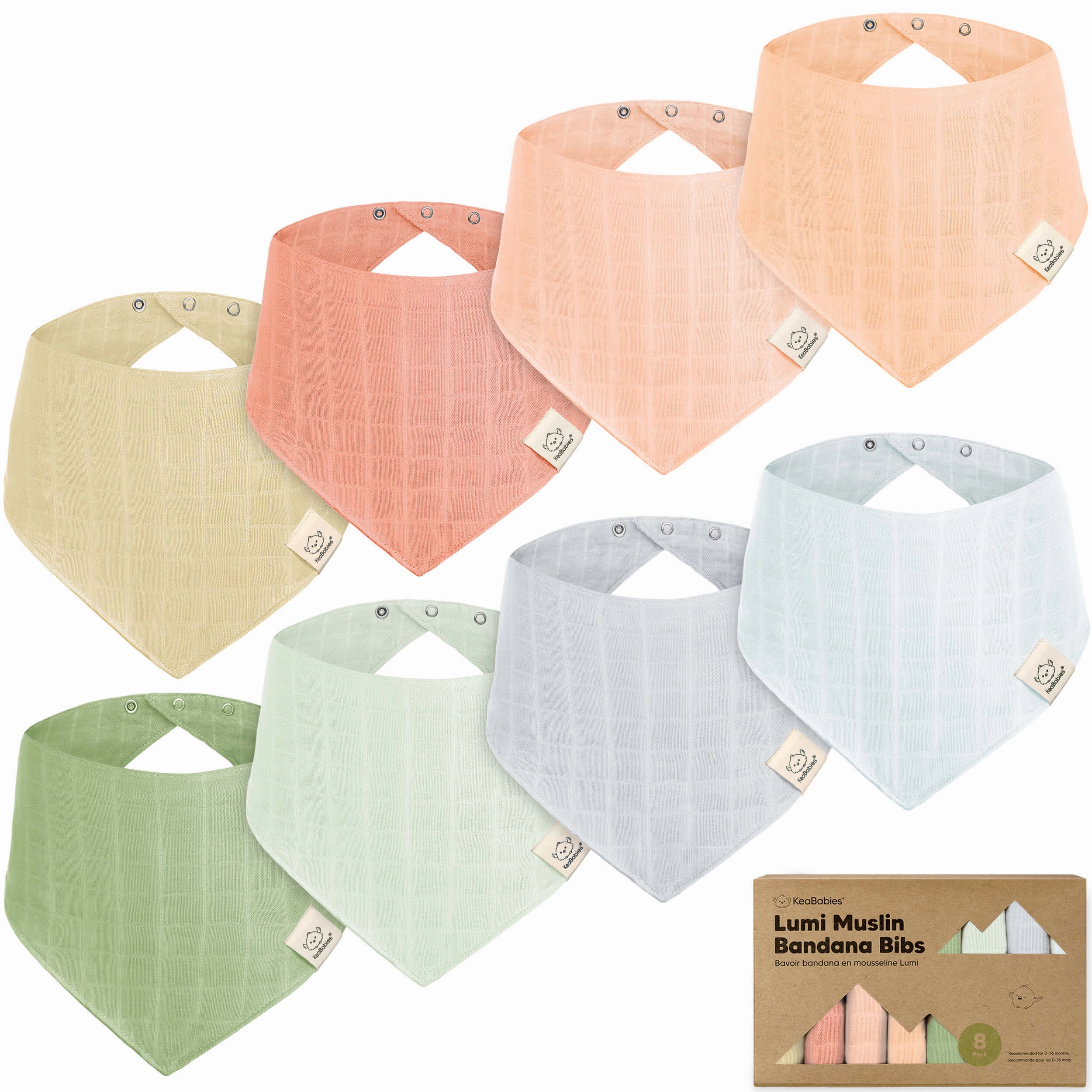 8-Pack Lumi Muslin Bandana Bibs