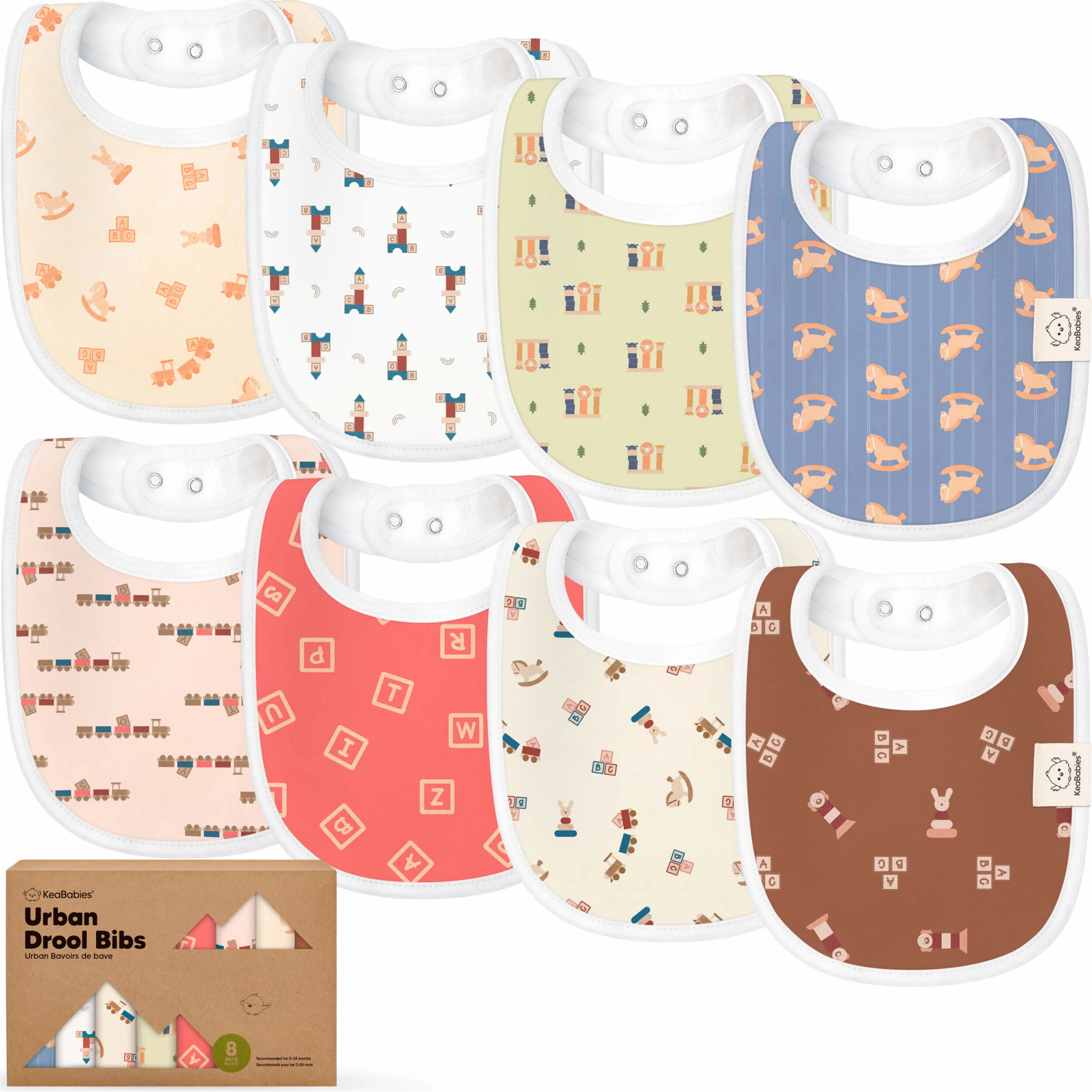 8-Pack Urban Drool Bibs