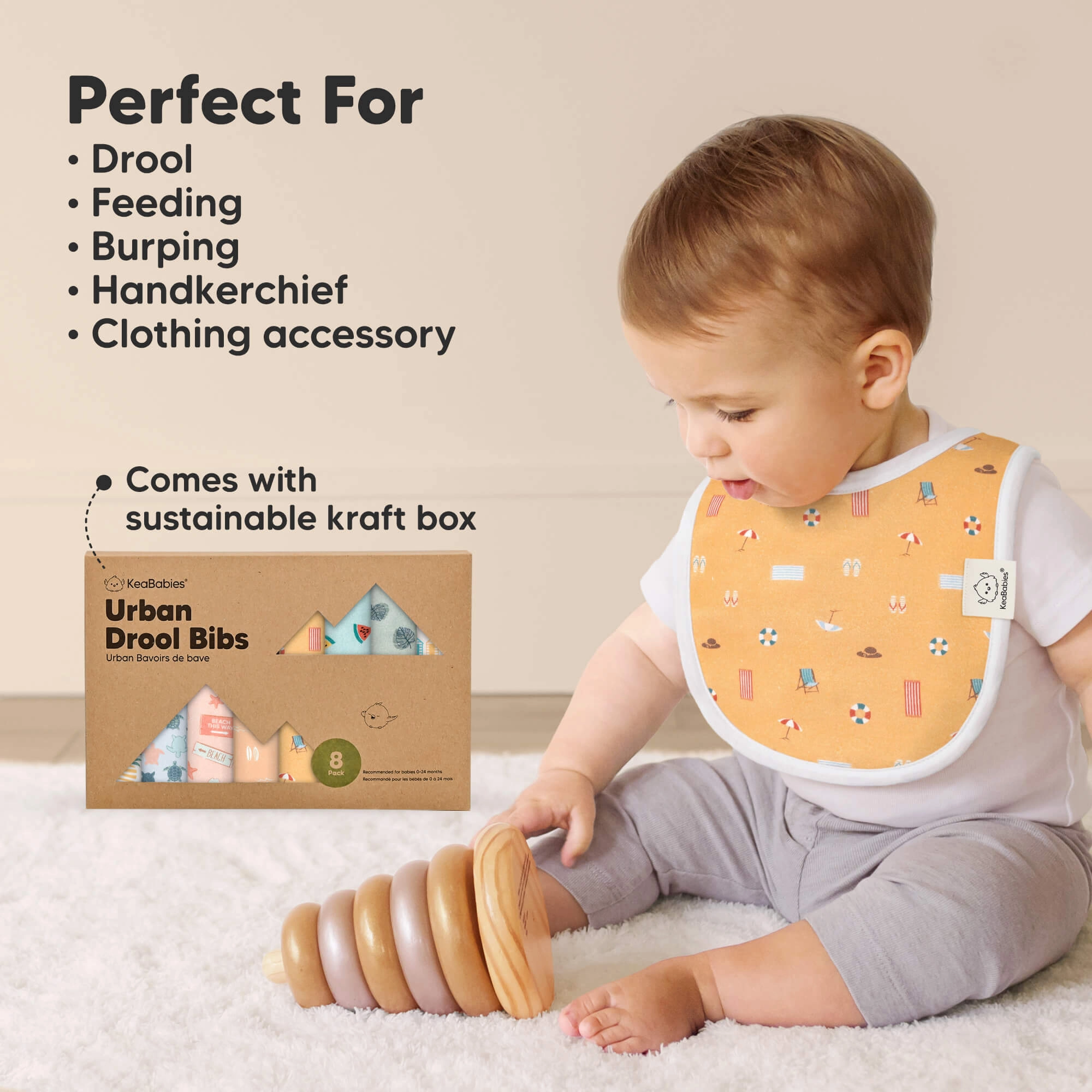 8-Pack Urban Drool Bibs (Cosmo)