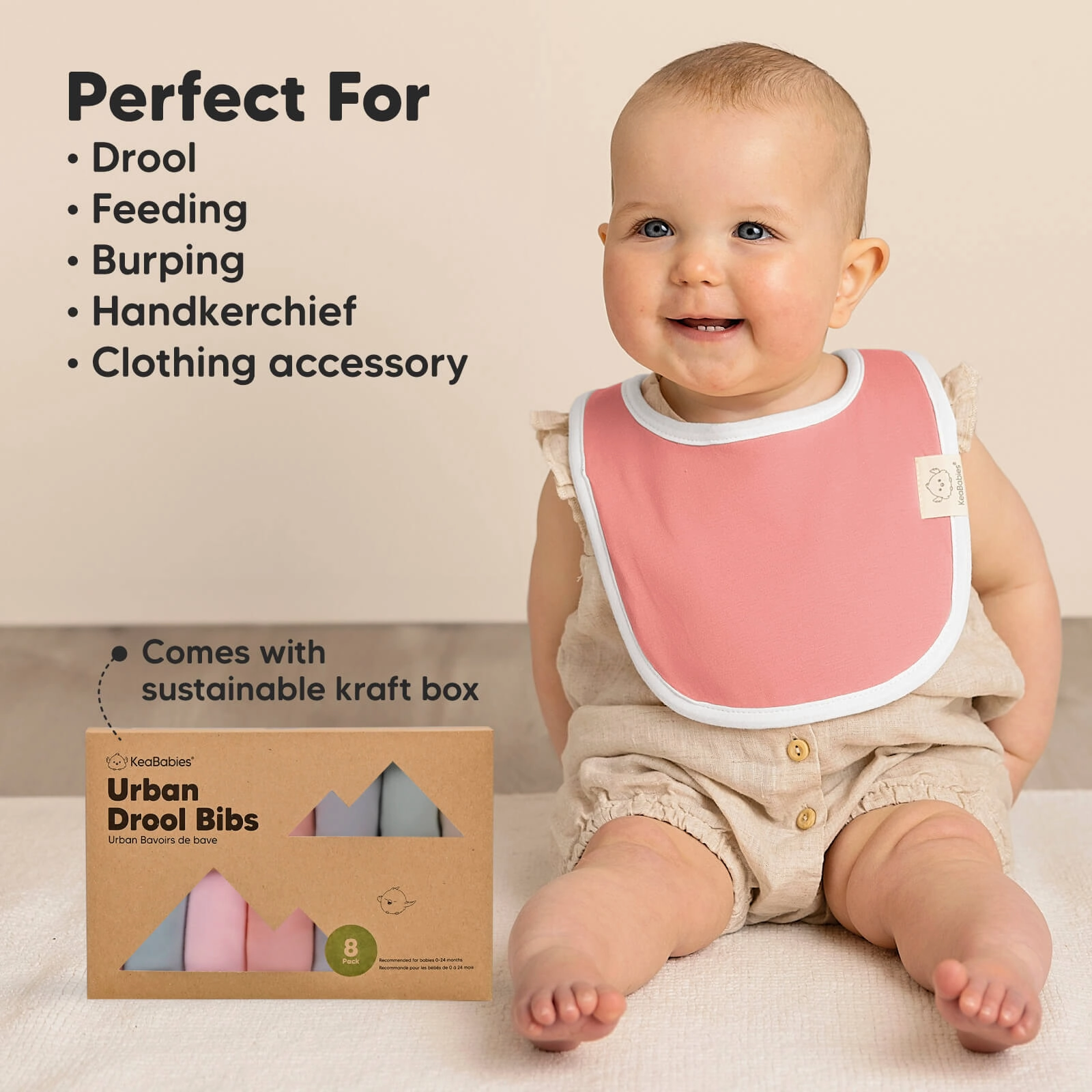 8-Pack Urban Drool Bibs (Muted Pastel)