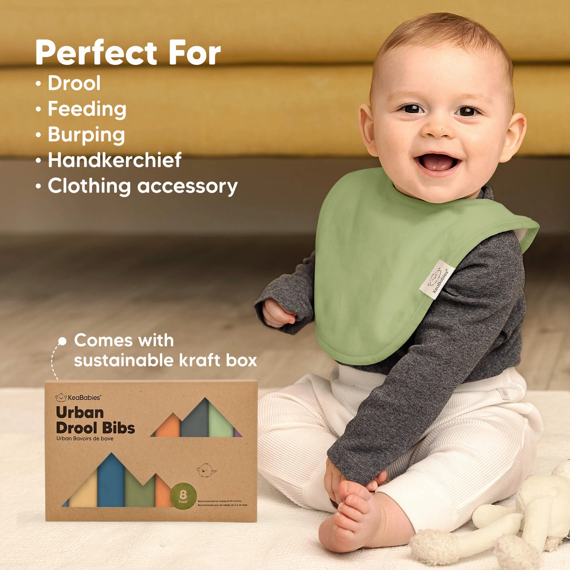 8-Pack Urban Drool Bibs (Sahara)
