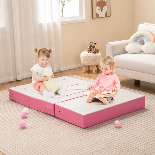 8-Piece 4-in-1 Kids Climb and Crawl Foam Playset-Pink