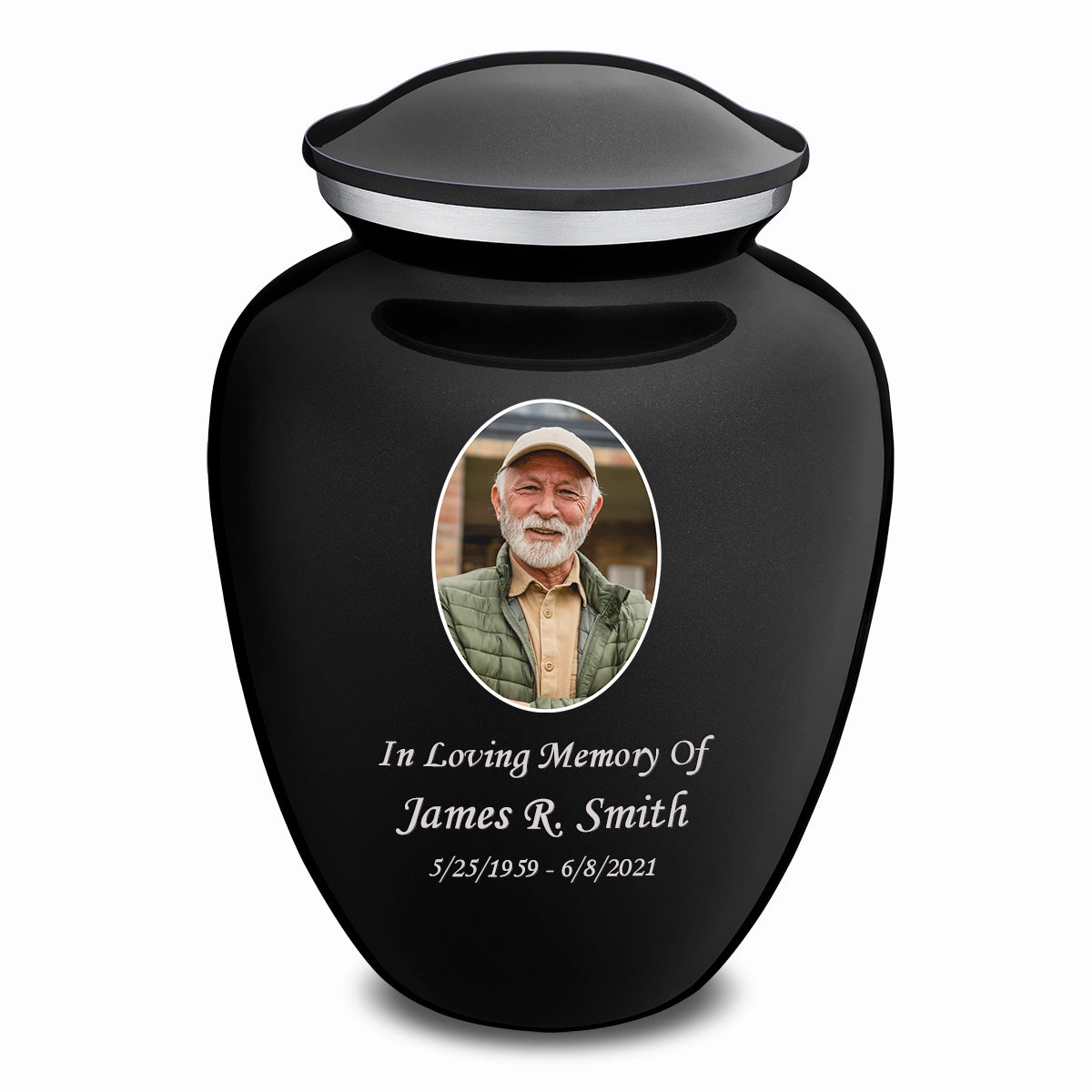 Adult Embrace Black Portrait Cremation Urn