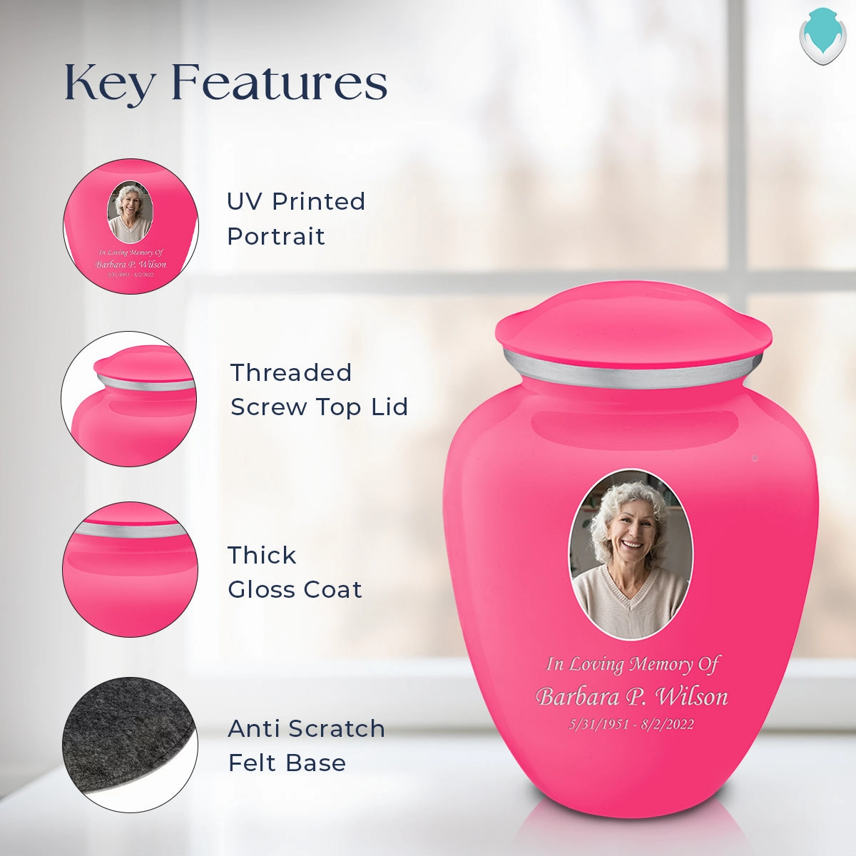 Adult Embrace Bright Pink Portrait Cremation Urn