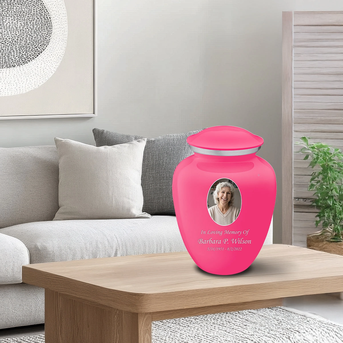Adult Embrace Bright Pink Portrait Cremation Urn