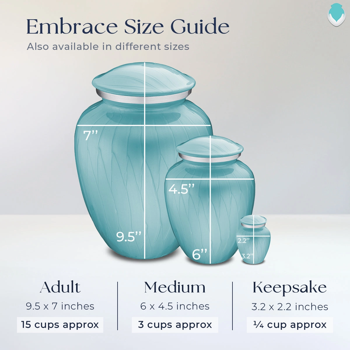 Adult Embrace Pearl Light Blue Portrait Cremation Urn