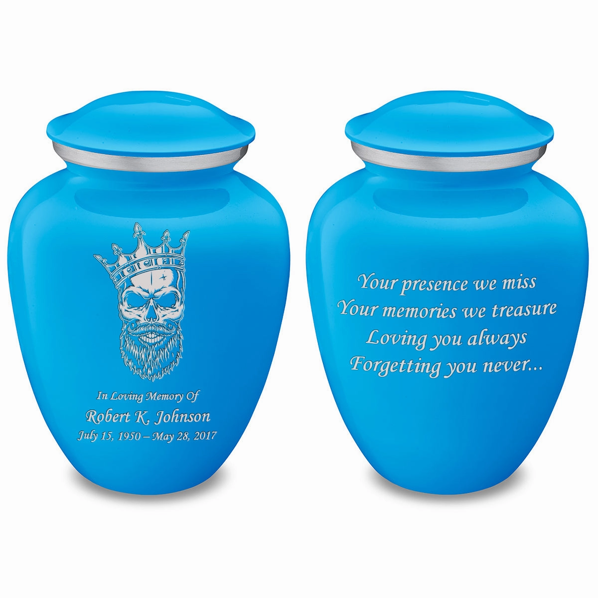 Adult Embrace Racing Blue Skull Cremation Urn