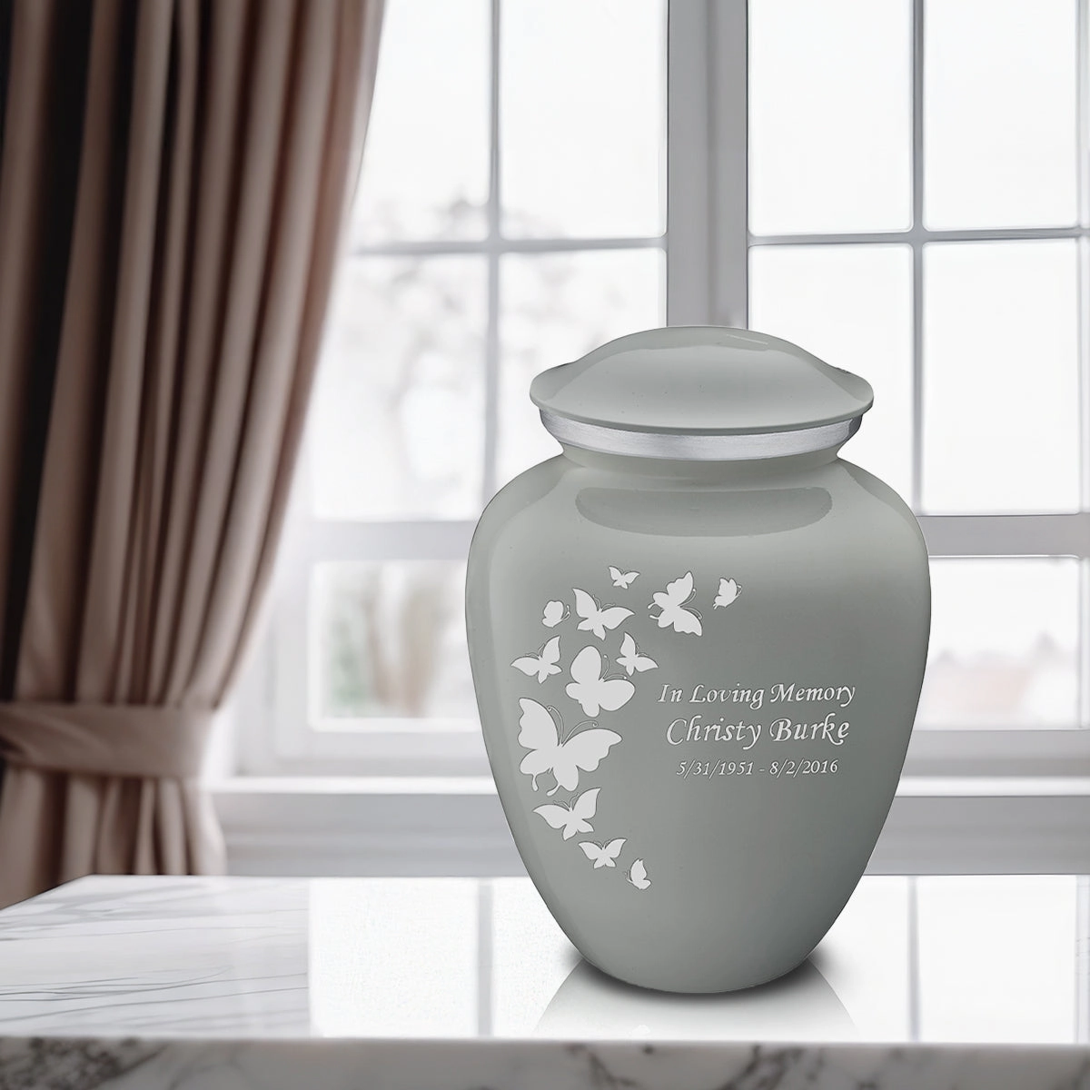 Adult Embrace Slate Grey Butterfly Cremation Urn