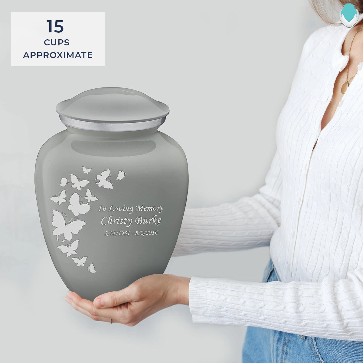 Adult Embrace Slate Grey Butterfly Cremation Urn