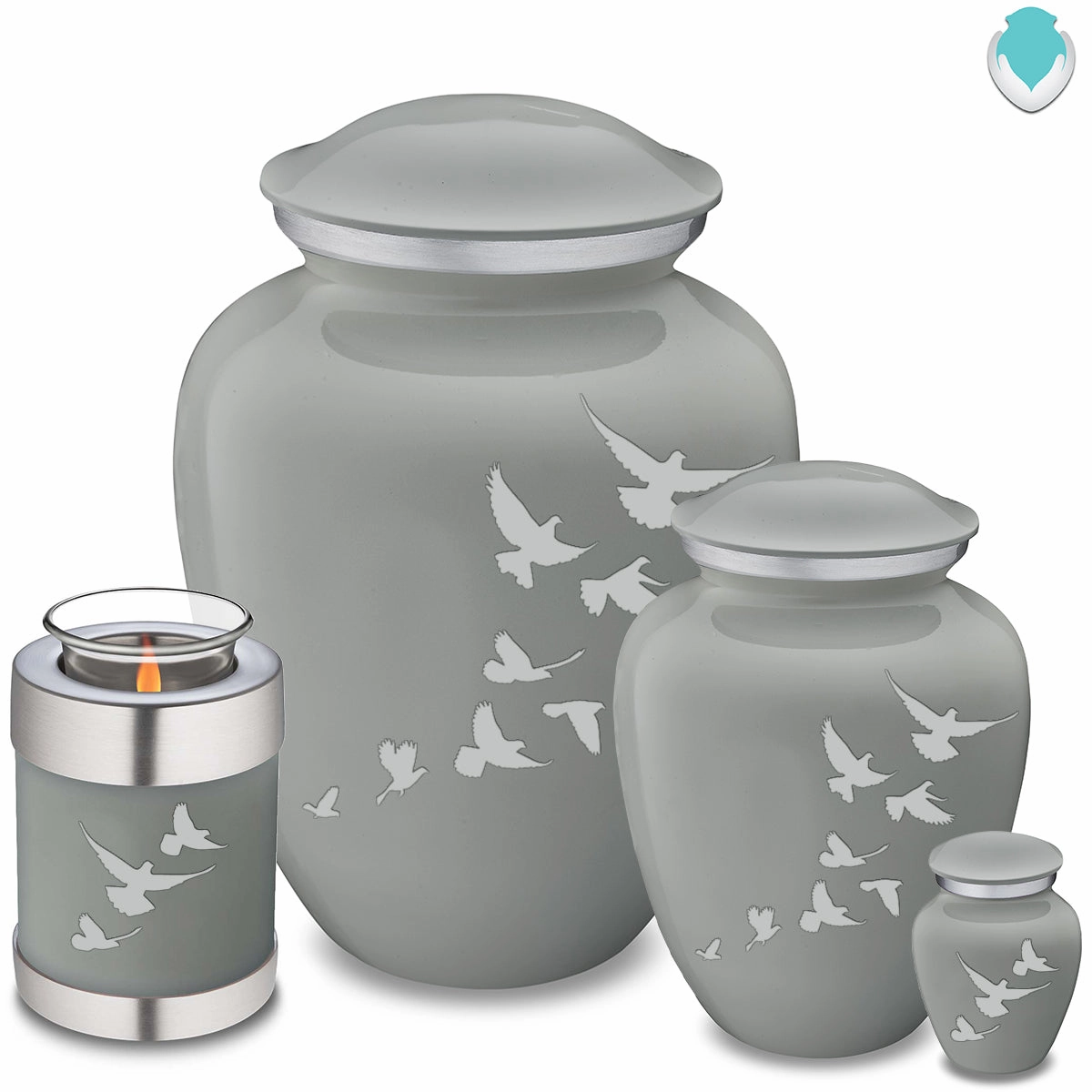 Adult Embrace Slate Grey Doves Cremation Urn