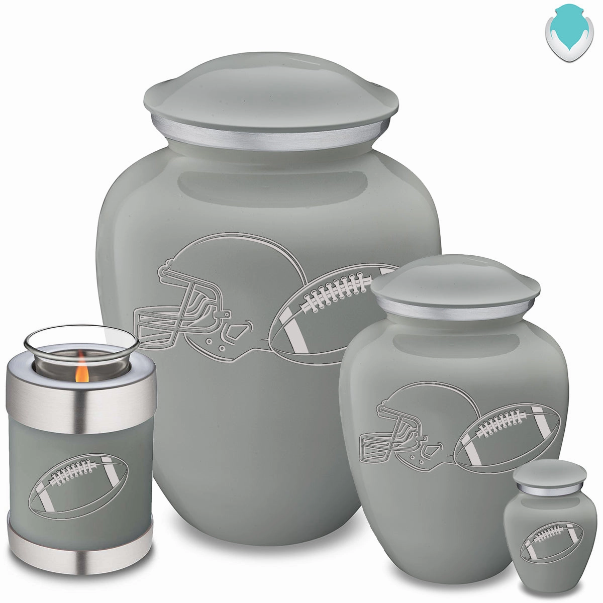 Adult Embrace Slate Grey Football Cremation Urn
