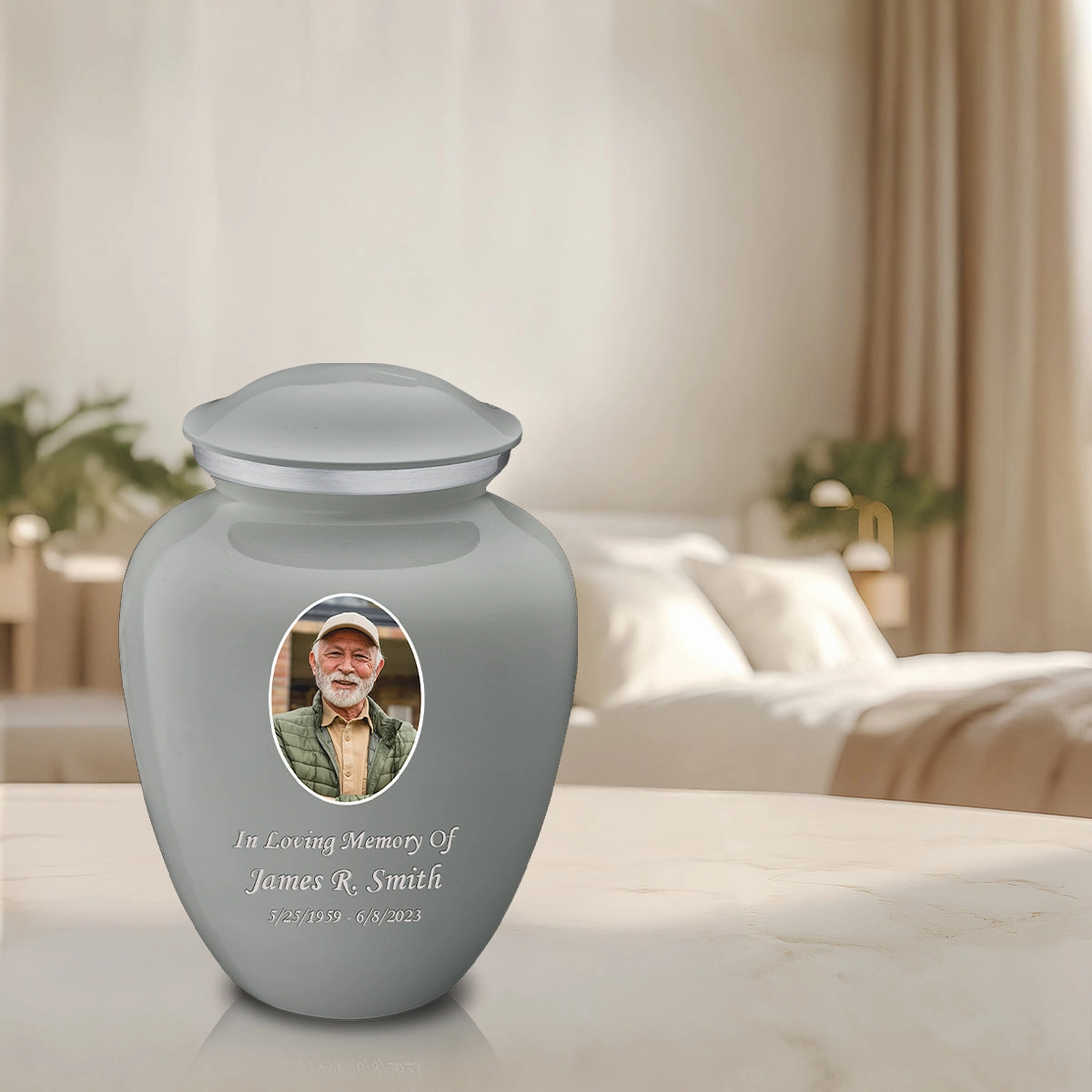 Adult Embrace Slate Grey Portrait Cremation Urn
