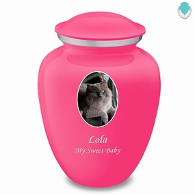 Adult Pet Embrace Bright Pink Portrait Cremation Urn