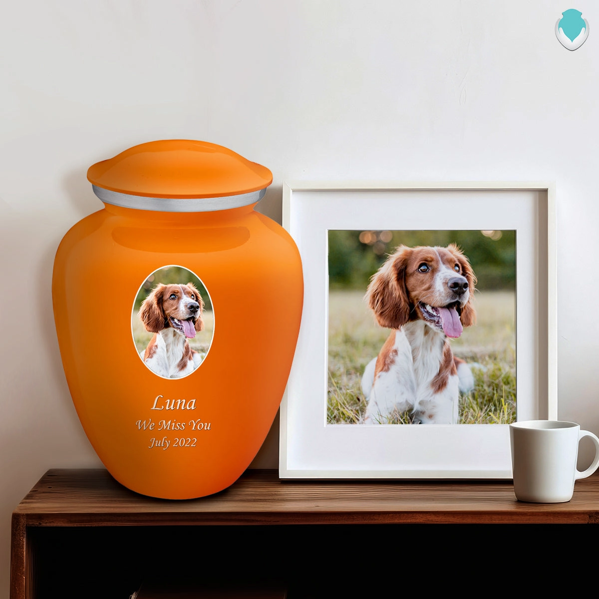 Adult Pet Embrace Burnt Orange Portrait Cremation Urn
