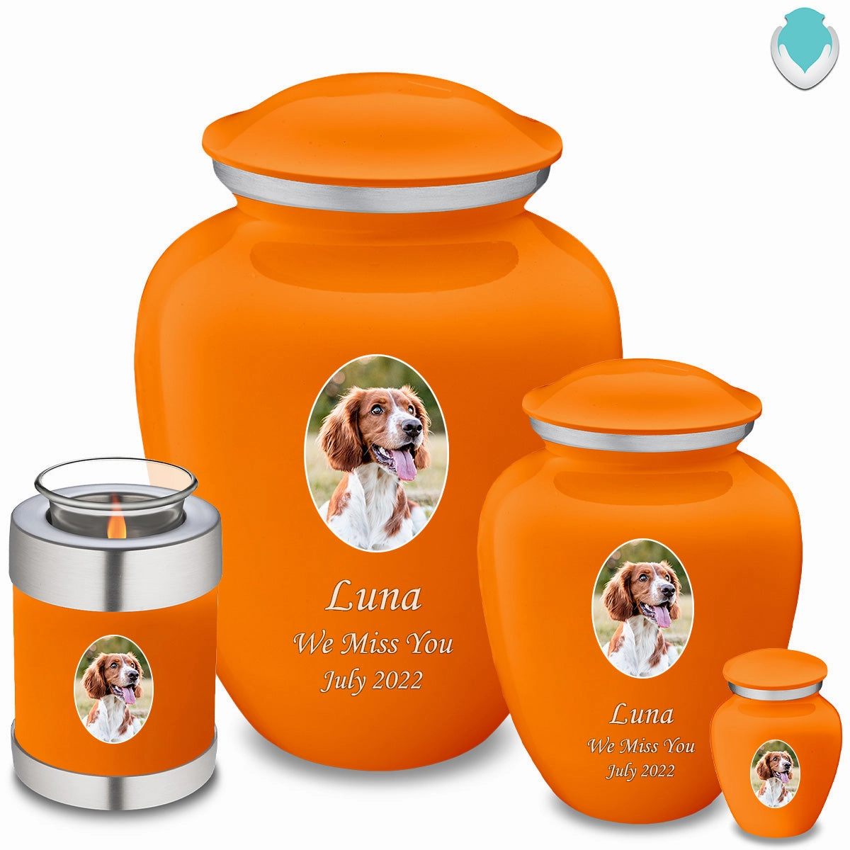 Adult Pet Embrace Burnt Orange Portrait Cremation Urn
