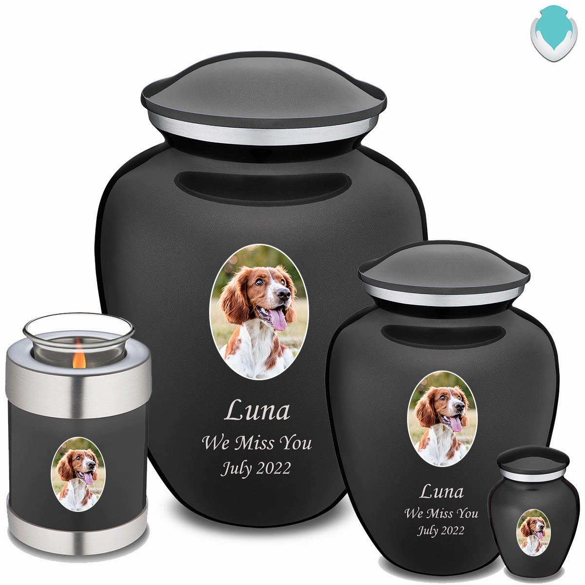 Adult Pet Embrace Charcoal Portrait Cremation Urn