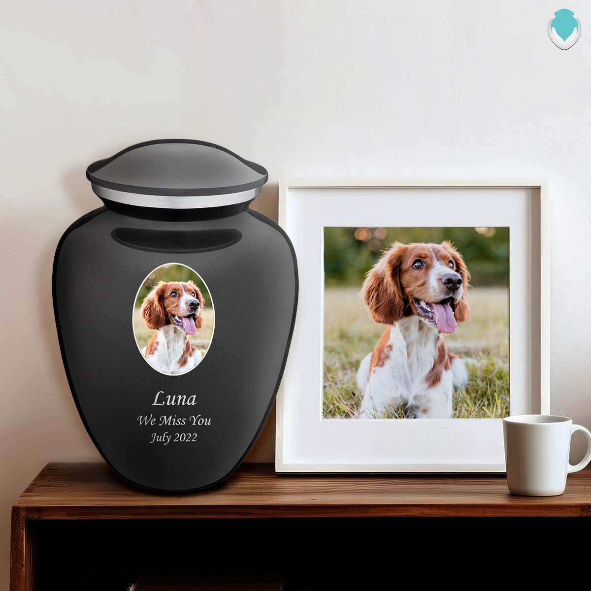 Adult Pet Embrace Charcoal Portrait Cremation Urn