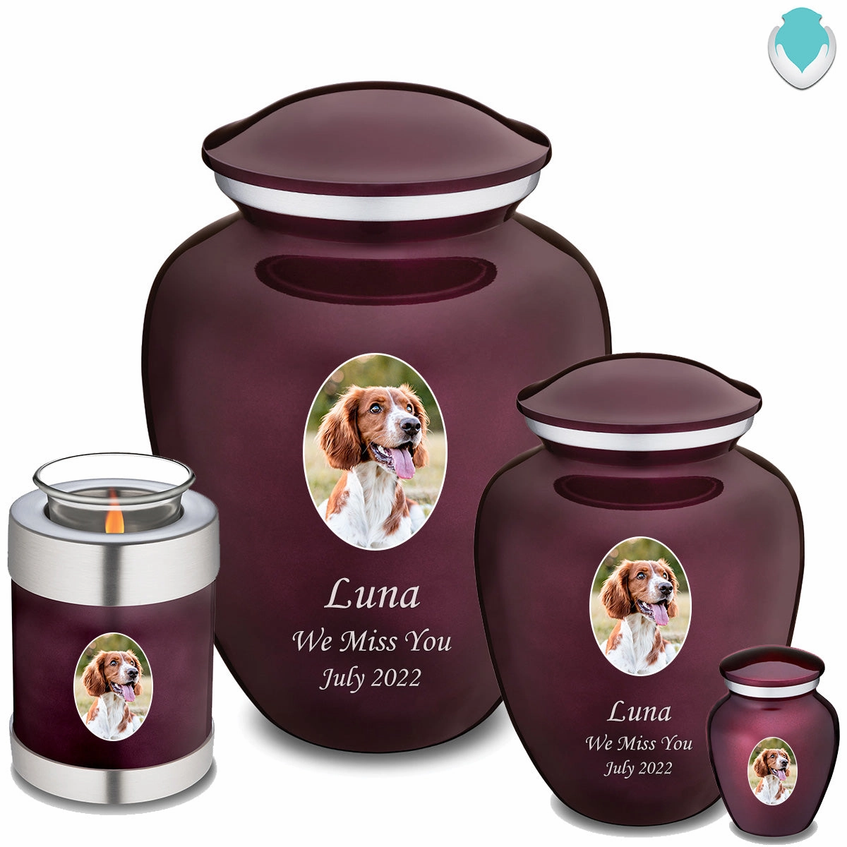 Adult Pet Embrace Cherry Purple Portrait Cremation Urn