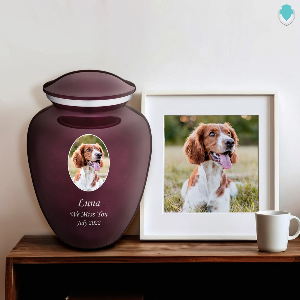 Adult Pet Embrace Cherry Purple Portrait Cremation Urn