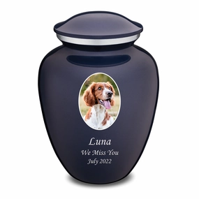 Adult Pet Embrace Cobalt Blue Portrait Cremation Urn