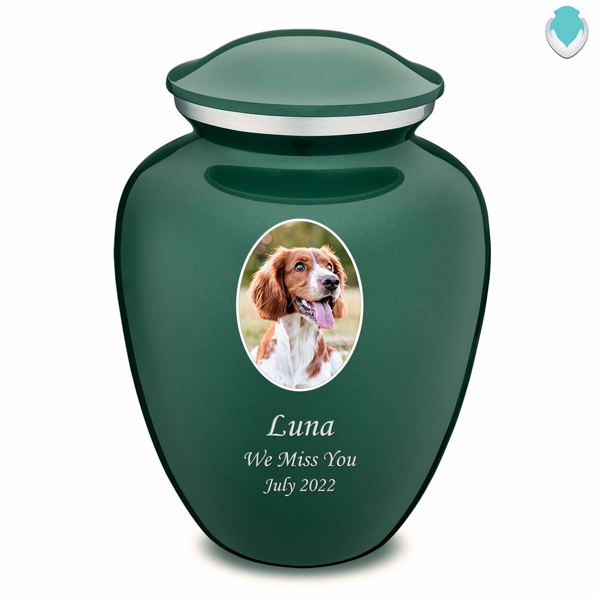 Adult Pet Embrace Green Portrait Cremation Urn