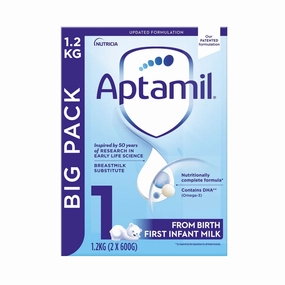 Aptamil 1 First Infant Milk Powder from Birth 1.2kg (2x600g)