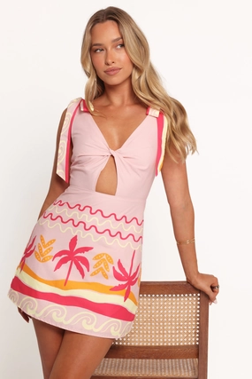 Ariarne Mini Dress - Pink Palm