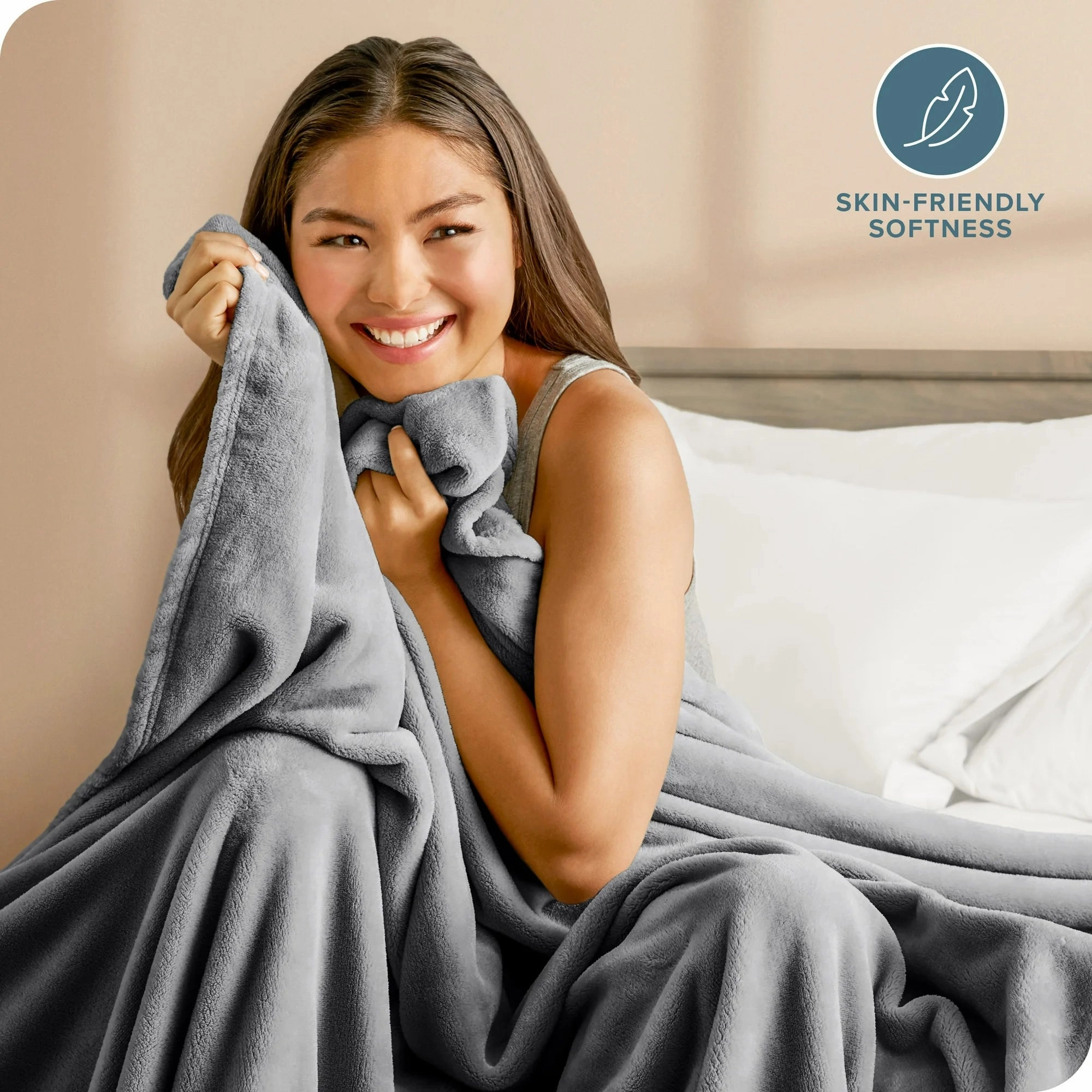 Bare Home 7D-B976-7292CC59DBB5 Microplush Fleece Blanket - 300 GSM - Fuzzy Microfleece - Soft & Plush - Full/Queen, Gray