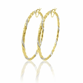 Believe by Brilliance Women's 14K Gold Plated Large Hoop Adults Earring, Yellow - Sterling Silver Material