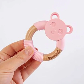 Belo&Me Penny Panda Animal Wood Teether 3  months - Pink