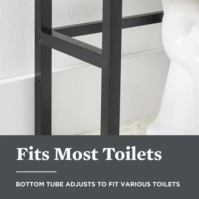 Better Homes & Gardens 8845BGYWM Jace 3-Shelf Over The Toilet Space Saver, Black & Natural Oak Finish