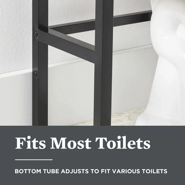 Better Homes & Gardens 8845BGYWM Jace 3-Shelf Over The Toilet Space Saver, Black & Natural Oak Finish