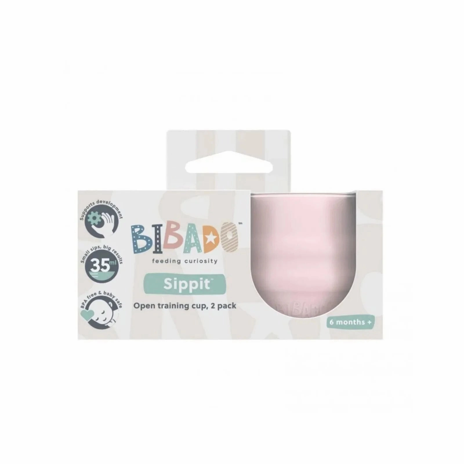Bibado Sippit Silicone Open Training Cup 6  months Pack of 2 - Blush