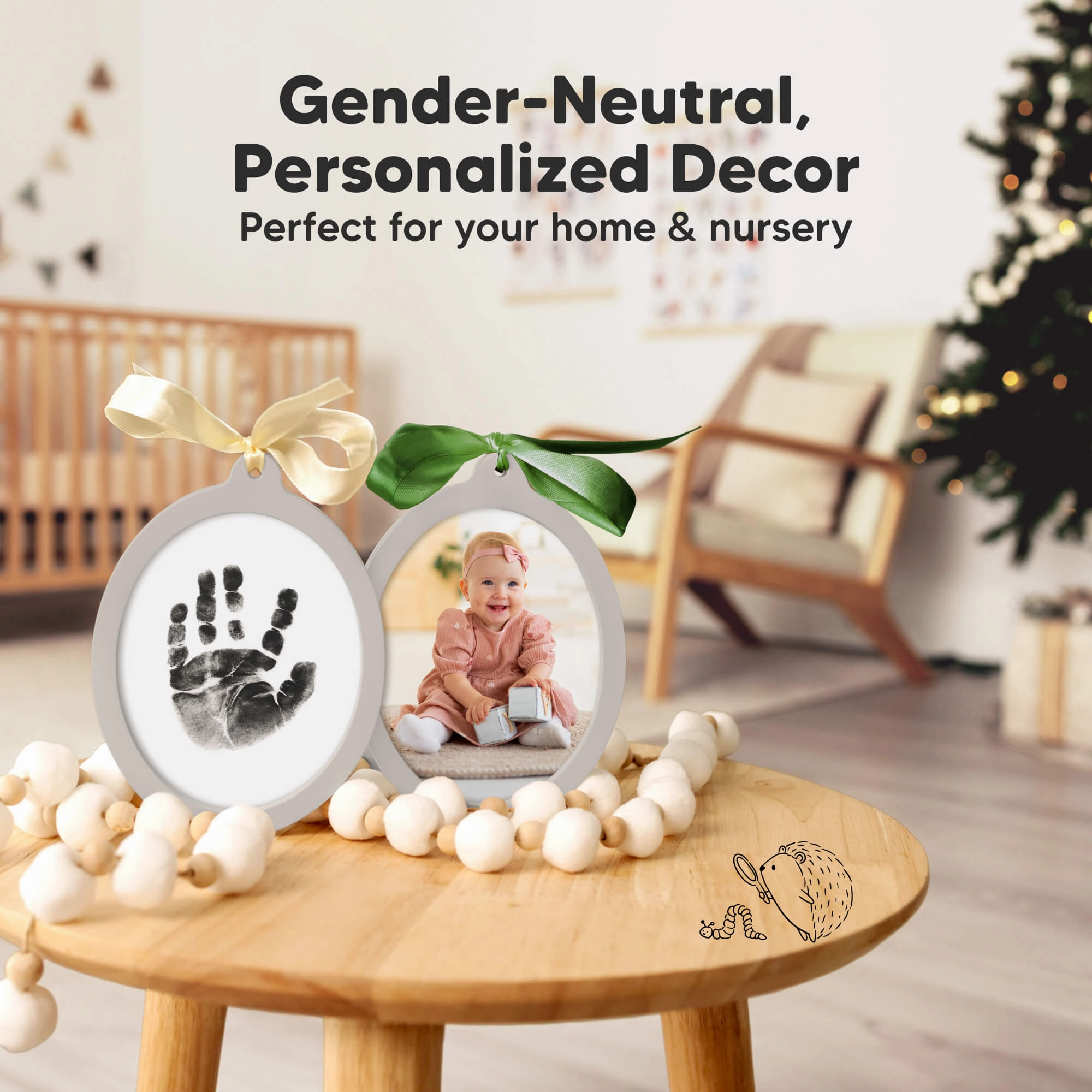 Bitsy Inkless Baby Print and Photo Ornaments (Cloud Gray)