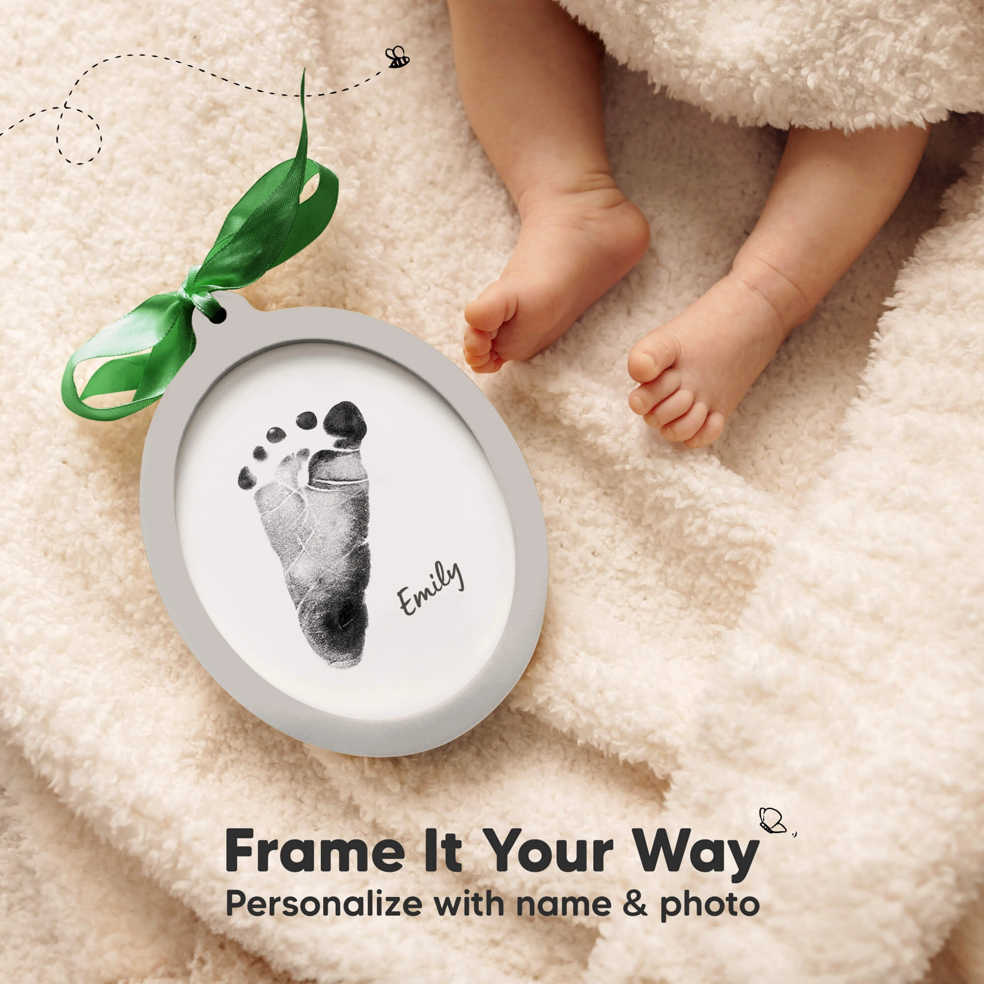 Bitsy Inkless Baby Print and Photo Ornaments (Cloud Gray)
