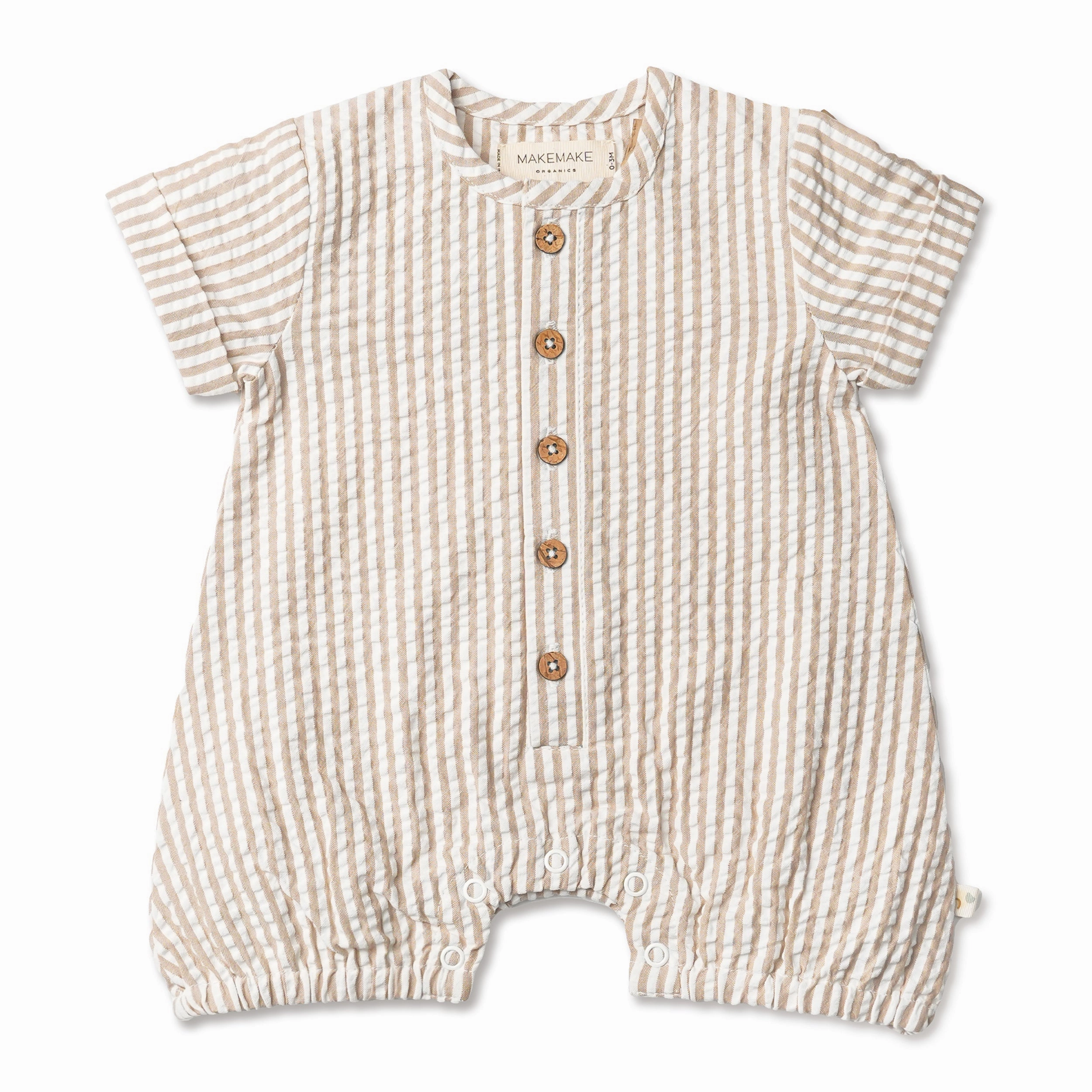 Brown Stripes | Organic Short Bubble Romper