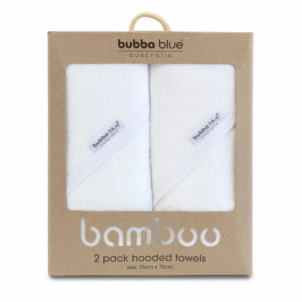 Bubba Blue White Bamboo 2pk Hooded Towels