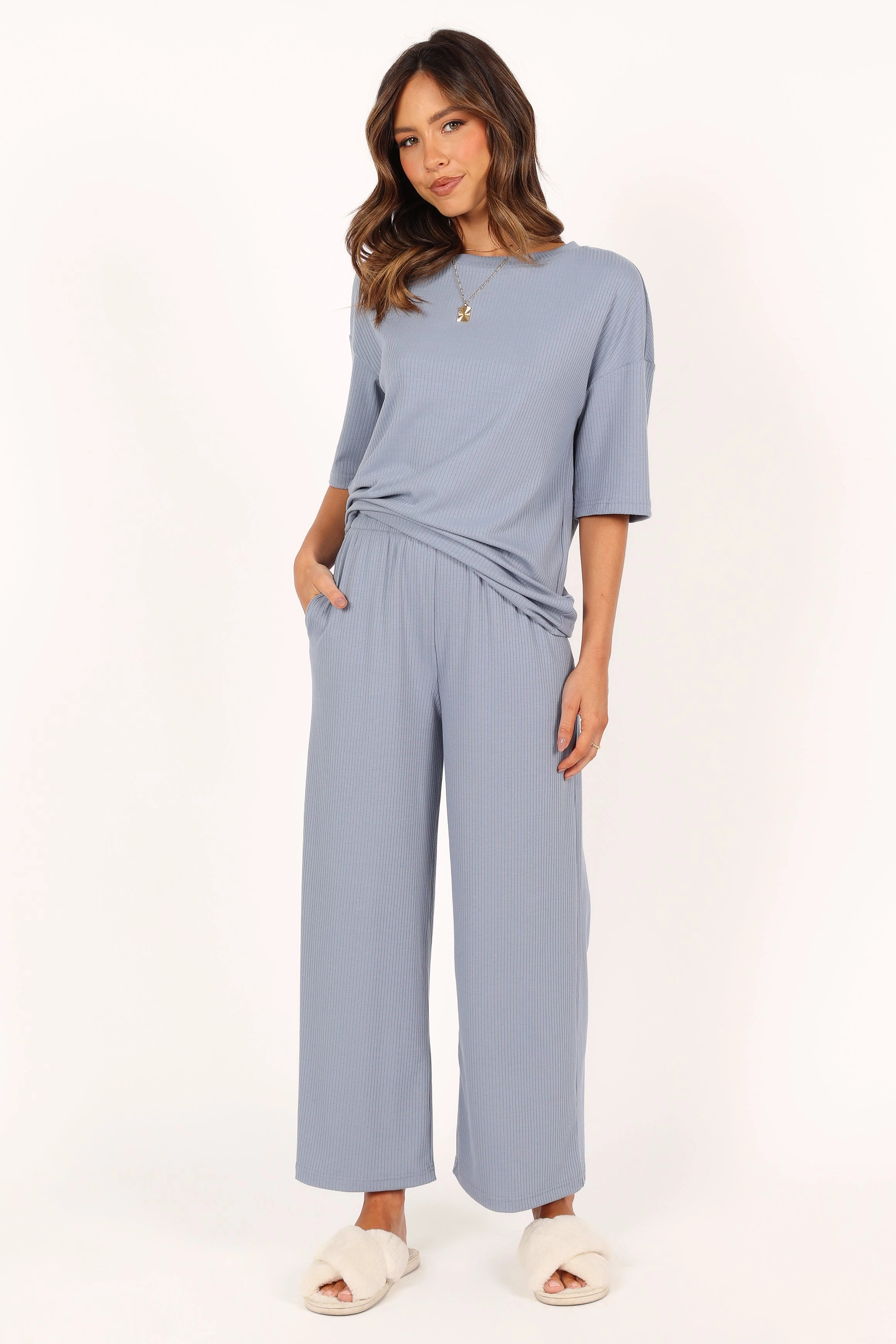 Cleo Rib Set - Steel Blue