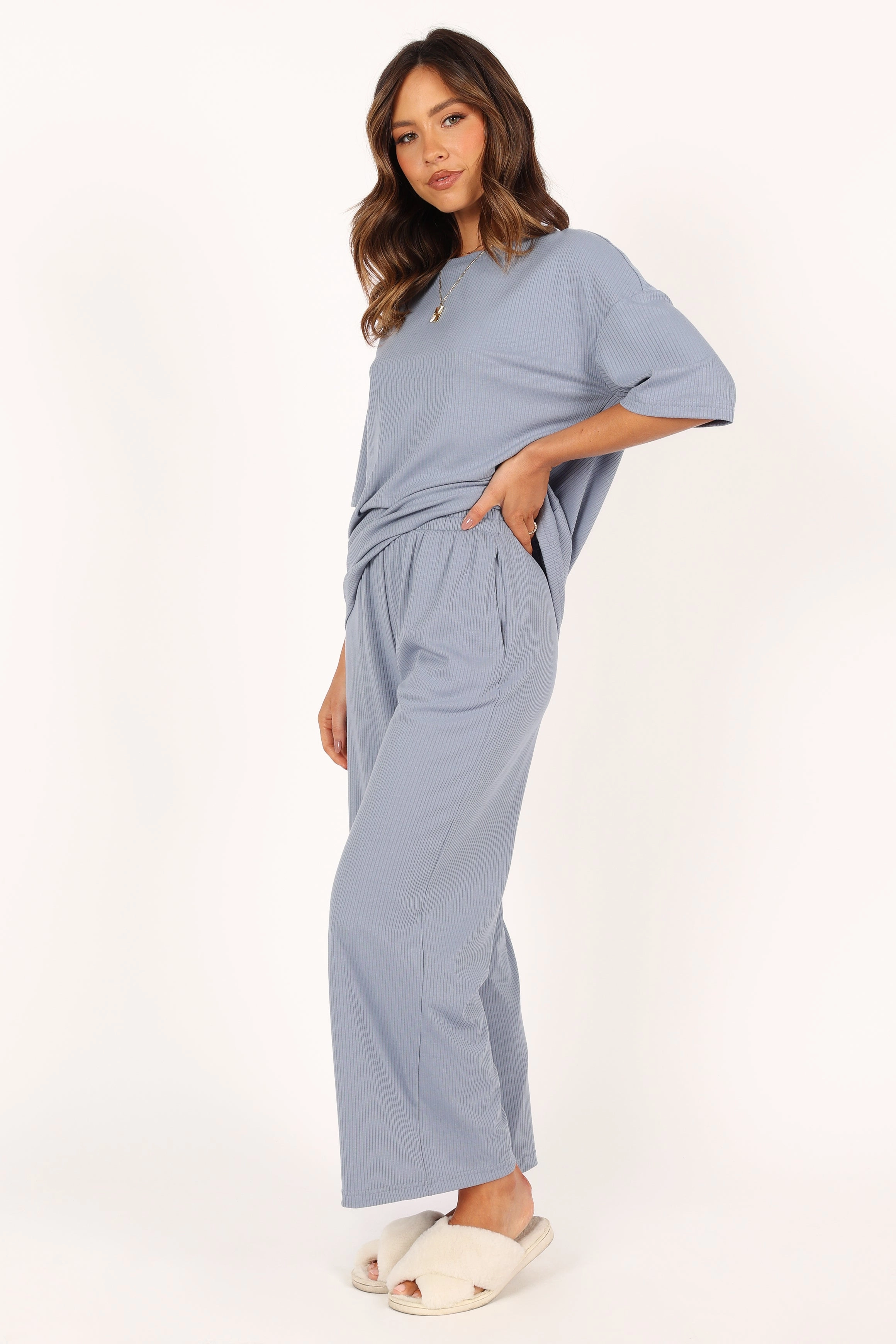 Cleo Rib Set - Steel Blue