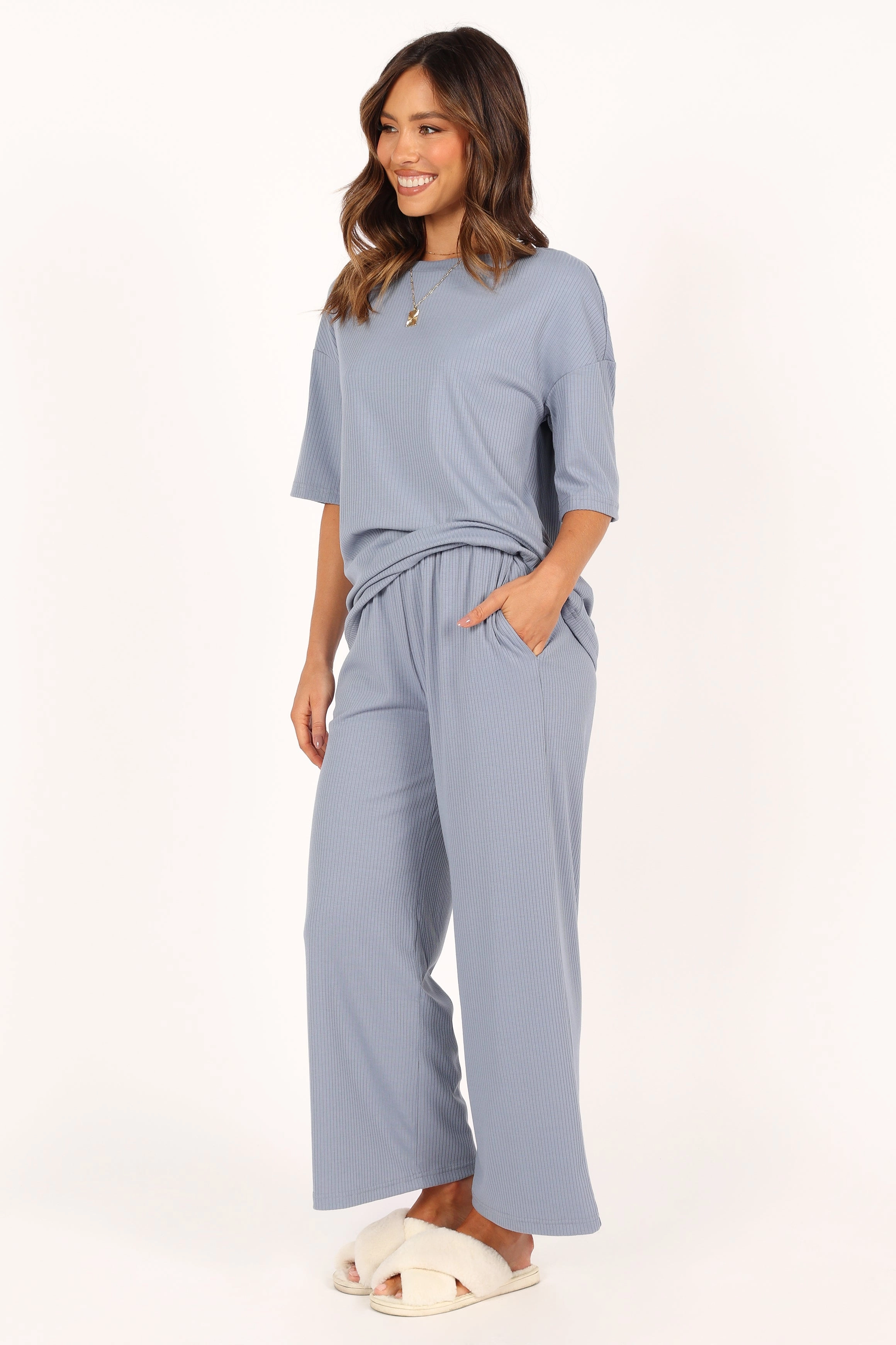 Cleo Rib Set - Steel Blue