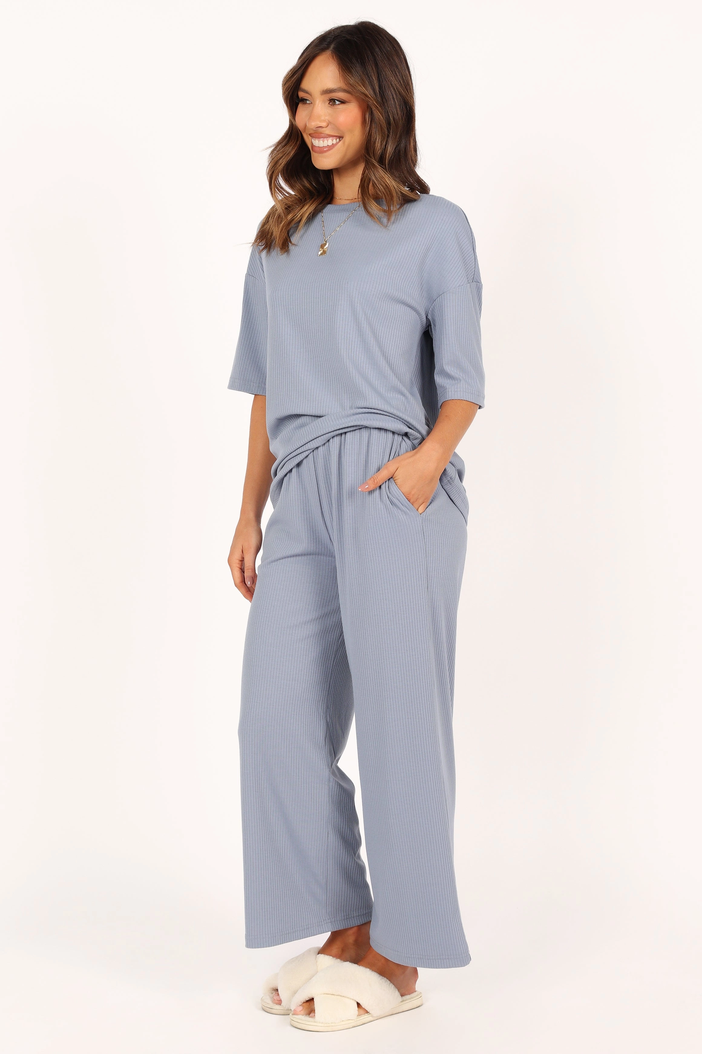 Cleo Rib Set - Steel Blue