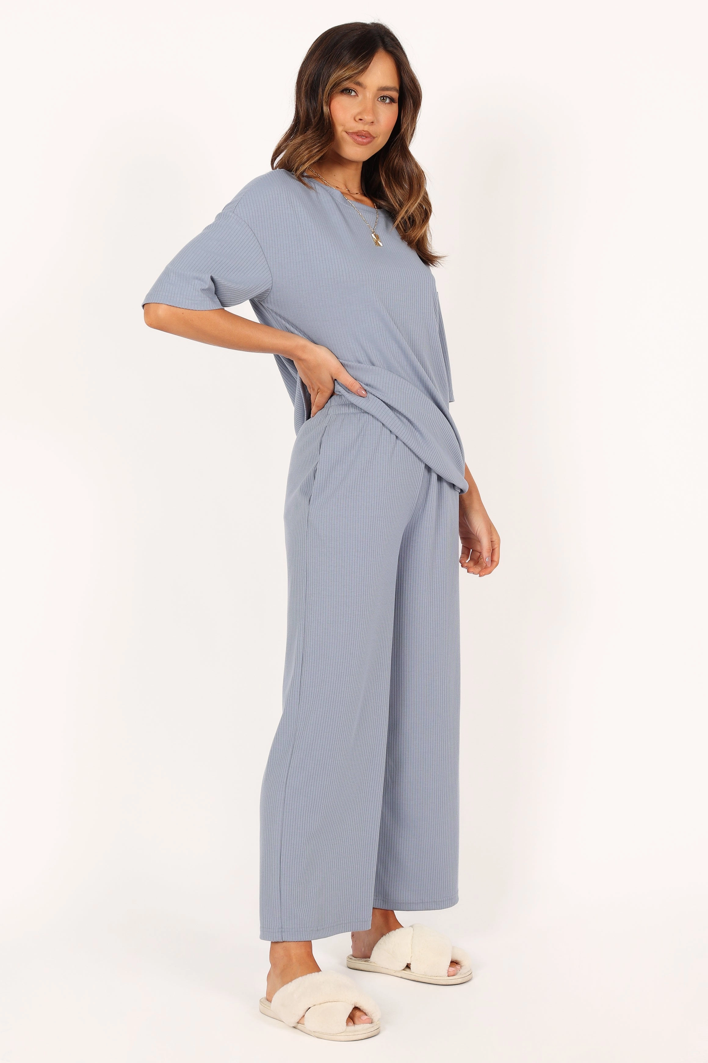 Cleo Rib Set - Steel Blue