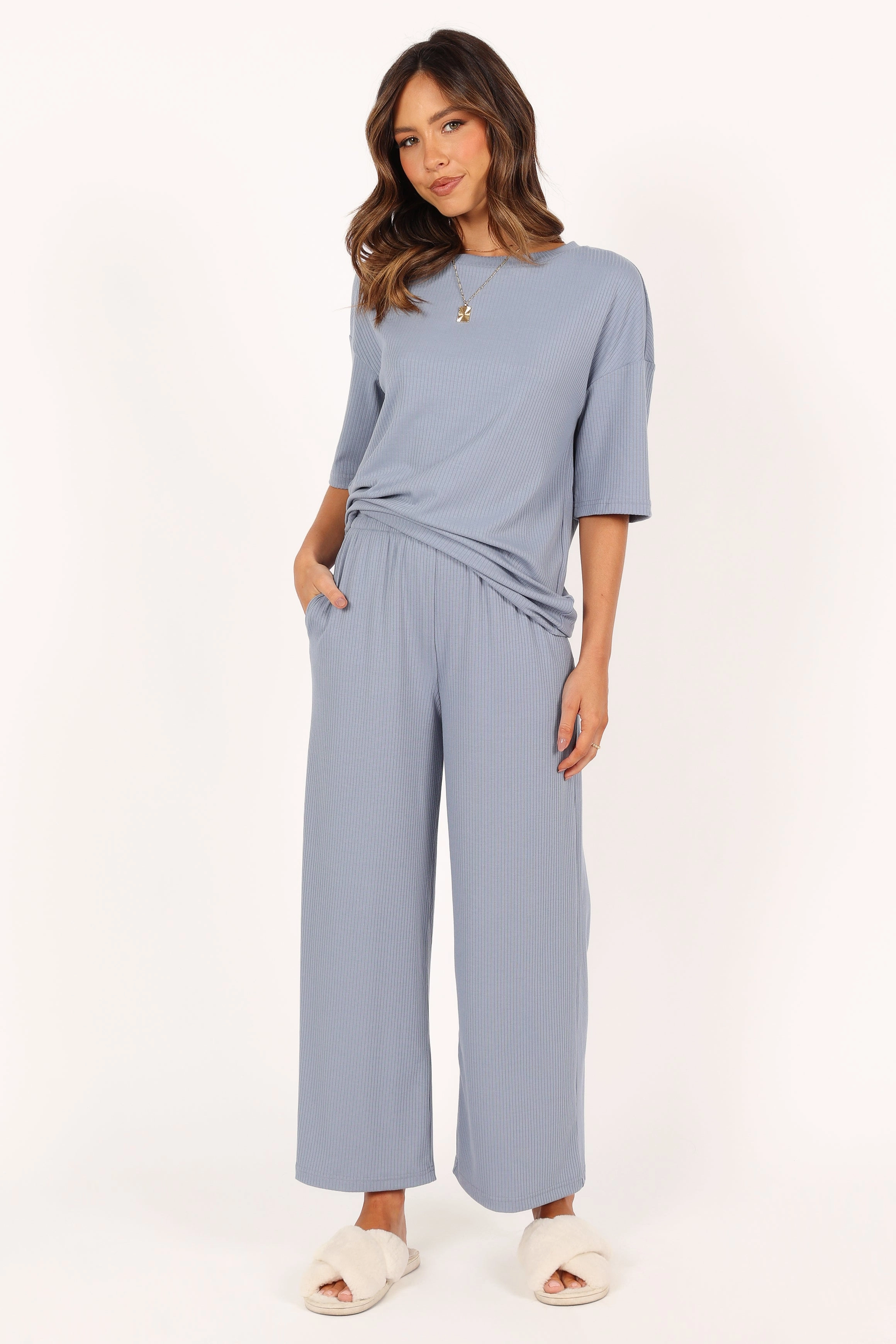 Cleo Rib Set - Steel Blue